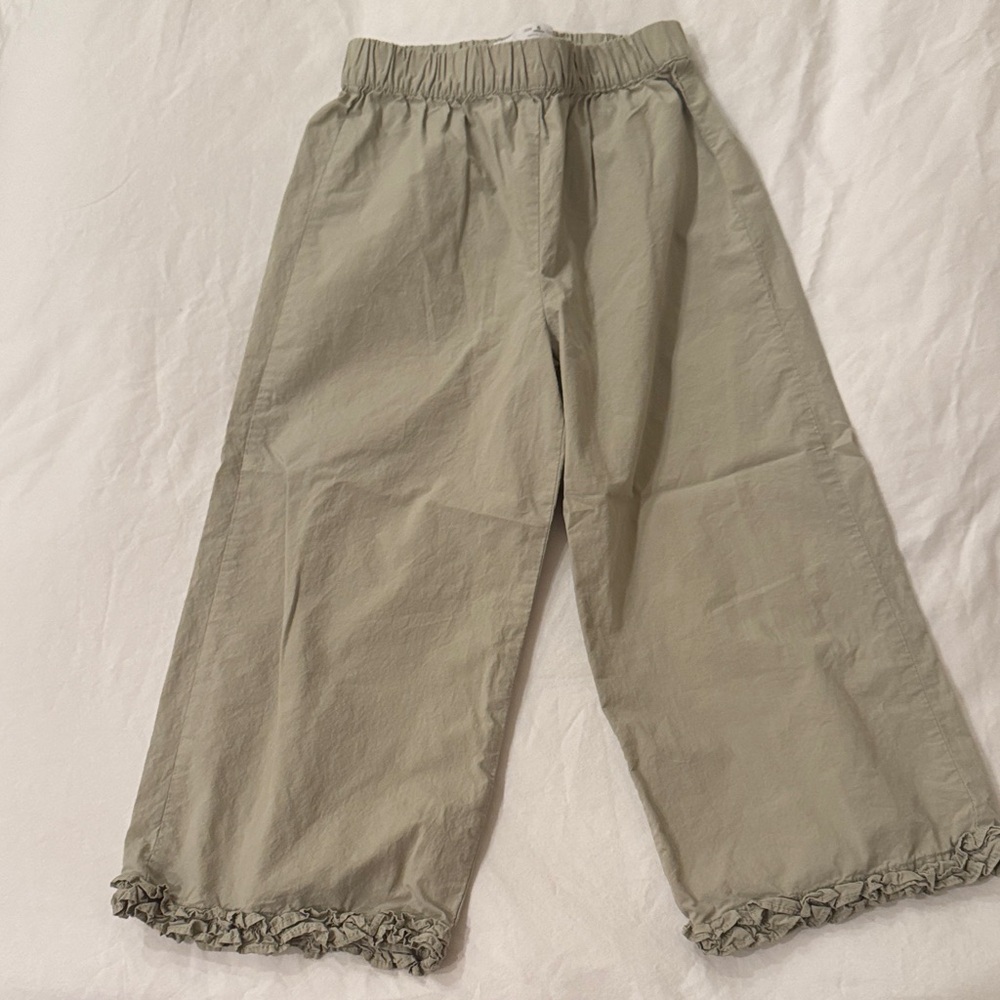 Zara Kids light green/Beige Elastic Waist Pants, Size 6